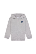 Girls' Light Grey Melange Zipper Basic Sweatshirt