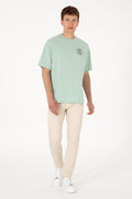 Men's Oversize Fit Crew Neck Water Green T-shirt