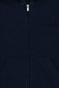 Boy's Navy Blue Basic Zipper Sweatshirt