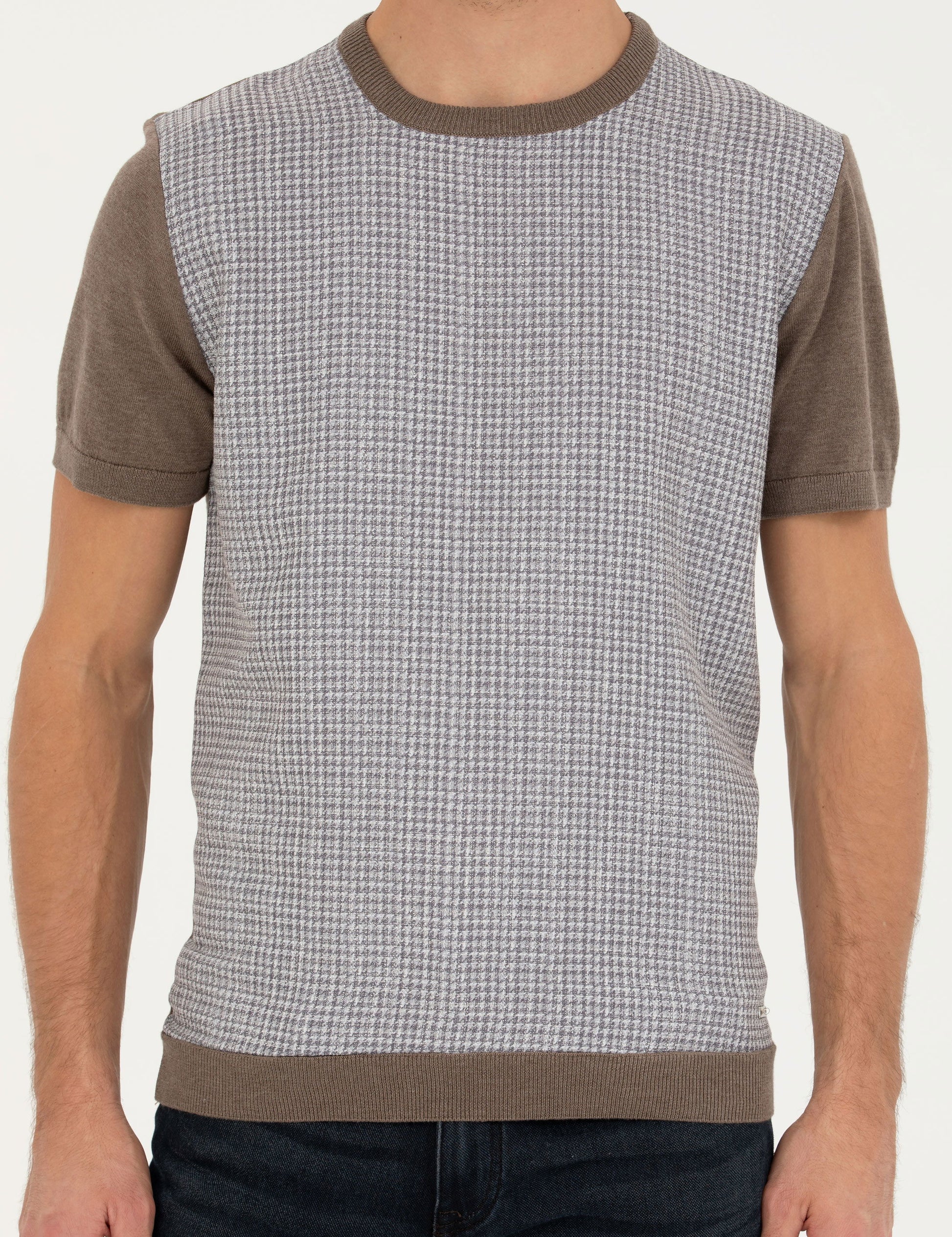 Mink Melange Slim Fit Crew Neck Sweater T-Shirt