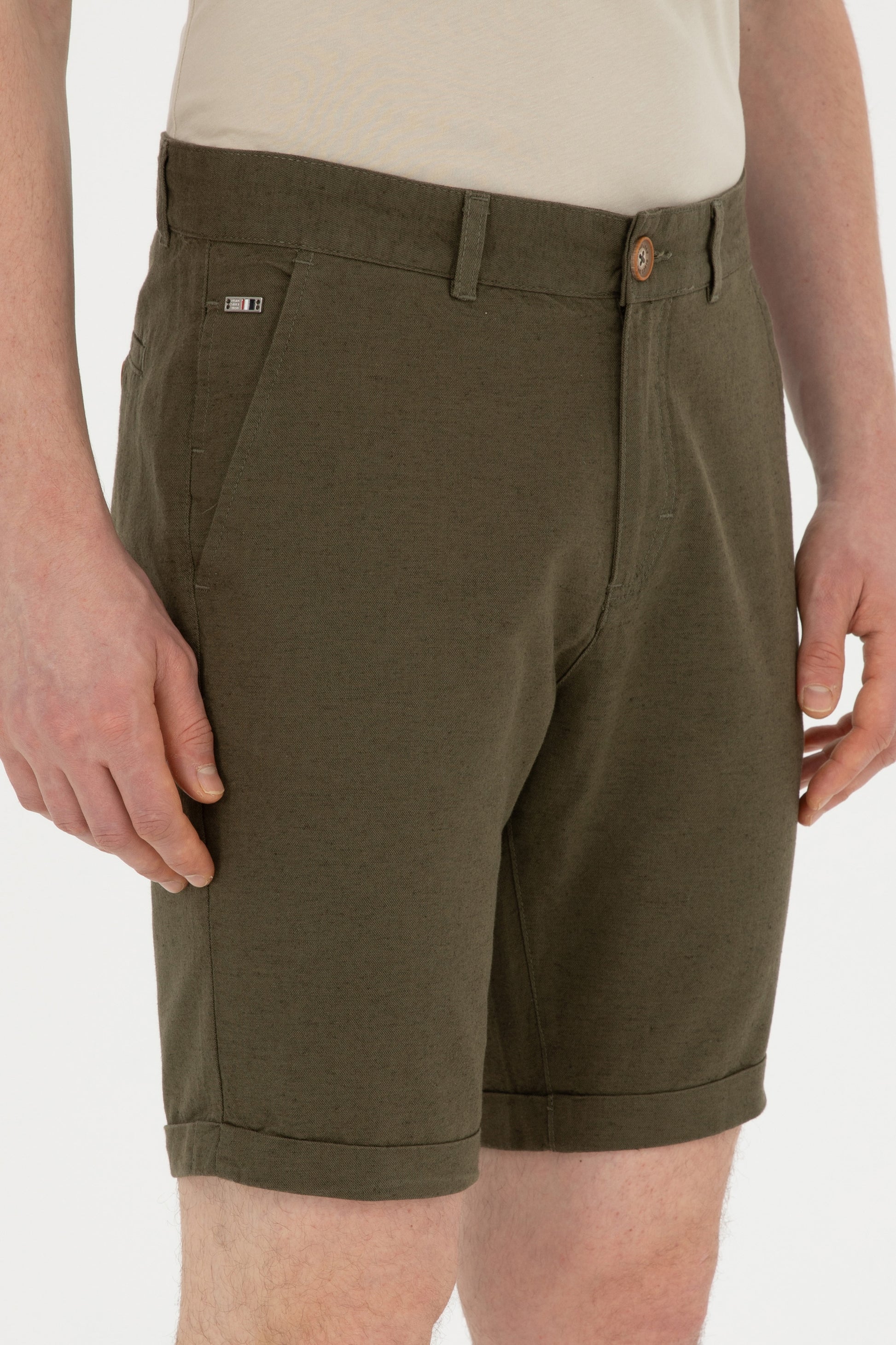 Men's Khaki Woven Shorts