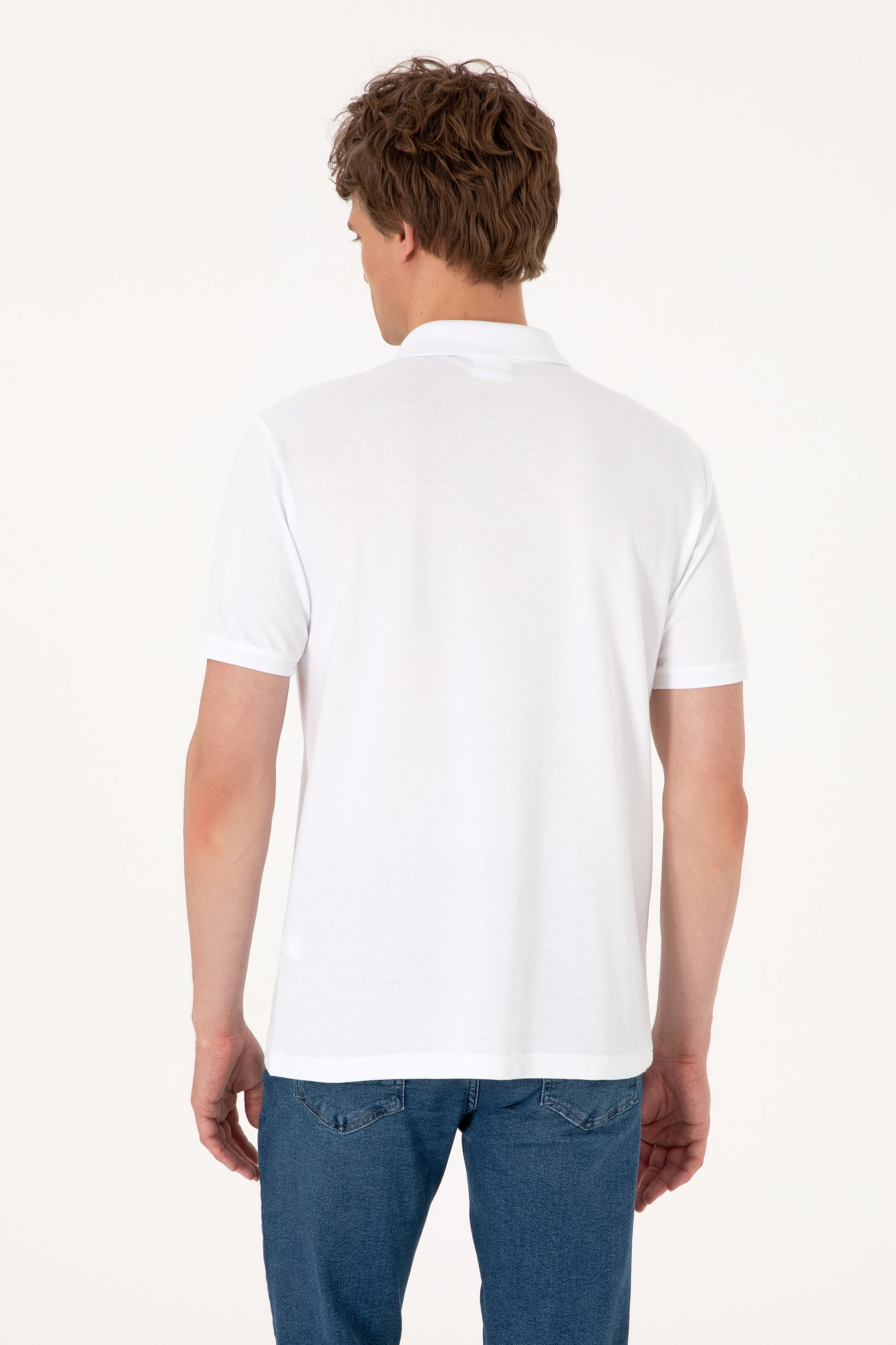 Men's Regular Fit Polo Neck White T-Shirt