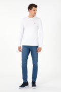 Men's Slim Fit Crew Neck White Basic Sweatshirt