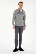Men's Grey Melange Knitted Cardigan