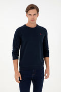 Men's Regular Fit Crew Neck Navy Basic Sweatshirt