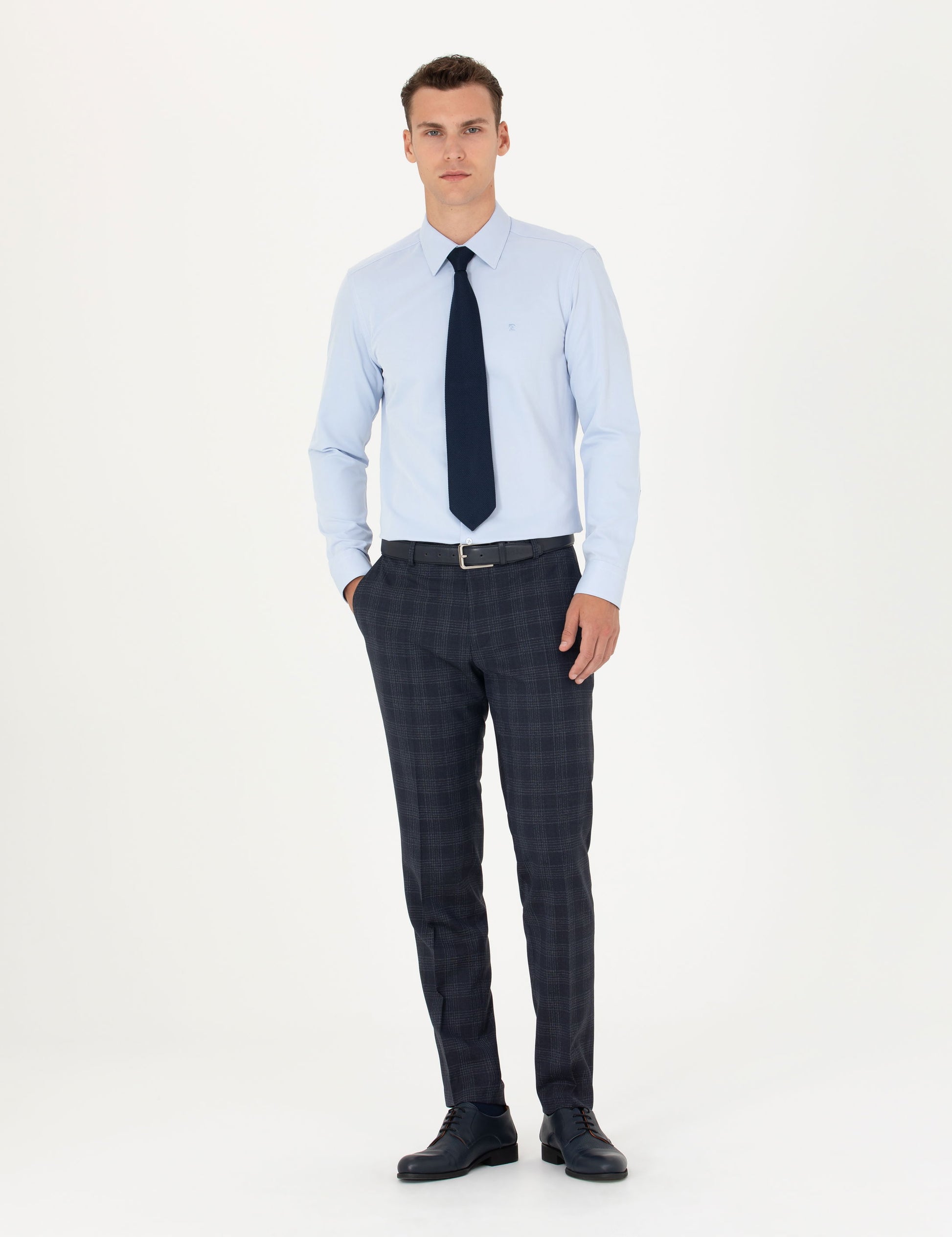 Light Blue Slim Fit Long Sleeve Basic Shirt
