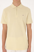 Men's Regular Fit Zipper Open Khaki T-Shirt