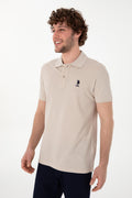 Men's Slim Fit Polo Neck Stone Basic T-Shirt
