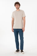 Men's Regular Fit Crew Neck Stone Basic T-Shirt