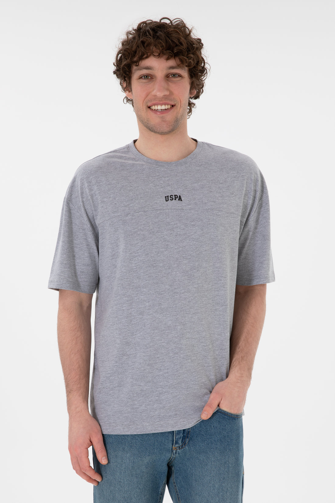 Men's Comfort Fit Crew Neck Grey Melange T-Shirt