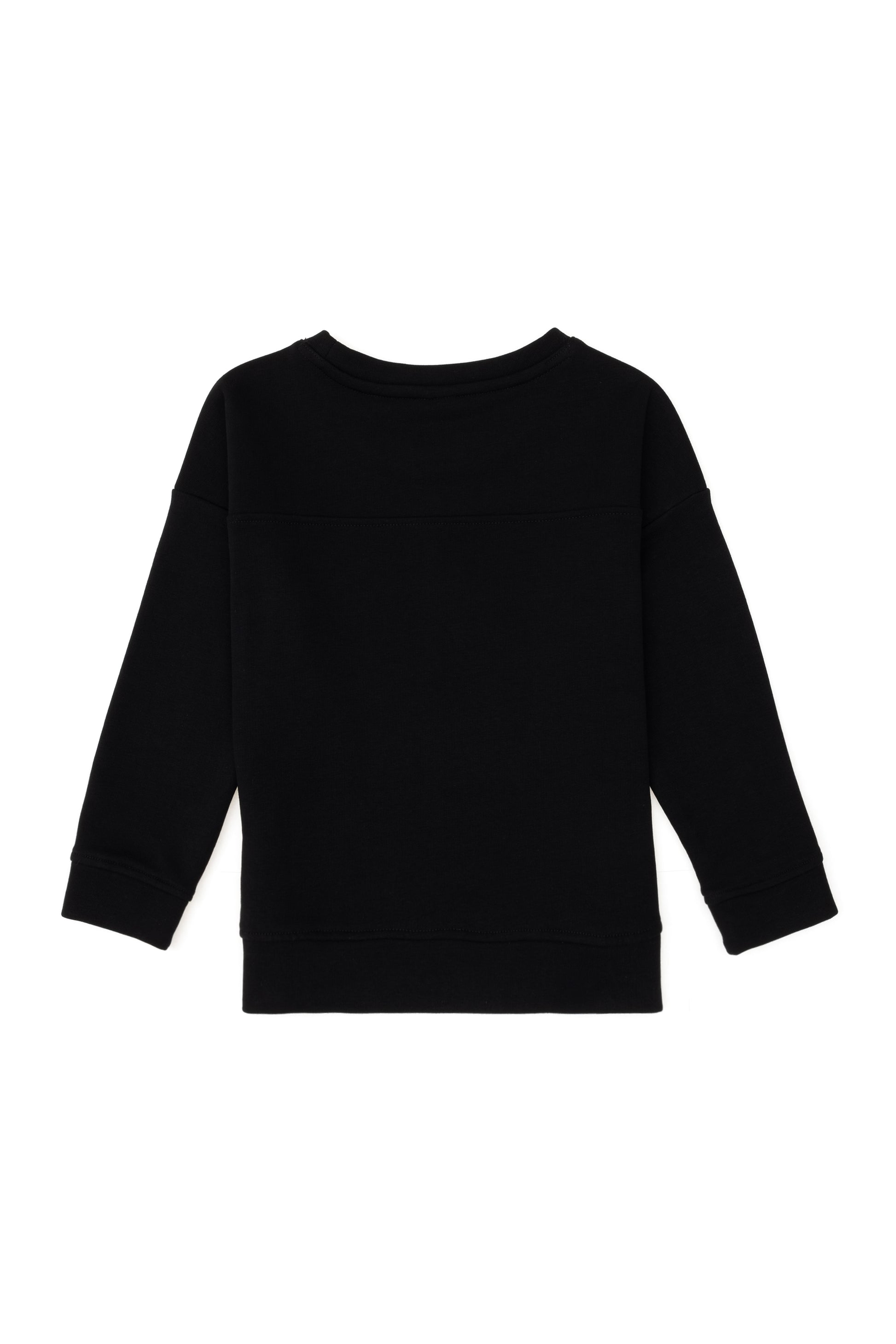 Girls' Black Crew Neck Basic Sweatshirt