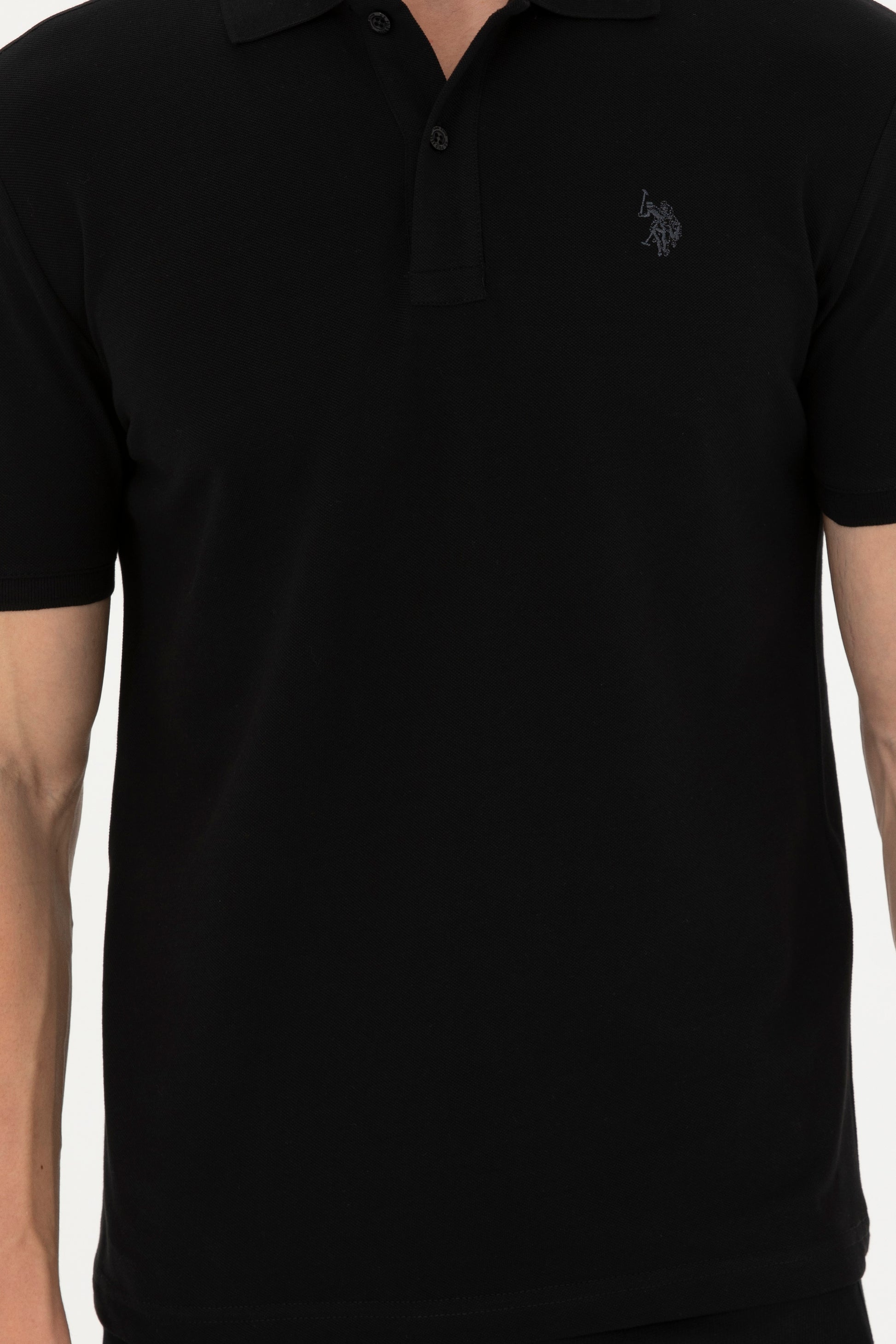 Men's Slim Fit Polo Neck Black Basic T-Shirt