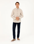 Beige Regular Fit Long Sleeve Shirt