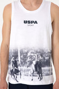 Men's Regular Fit Crew Neck White Sleeveless T-shirt