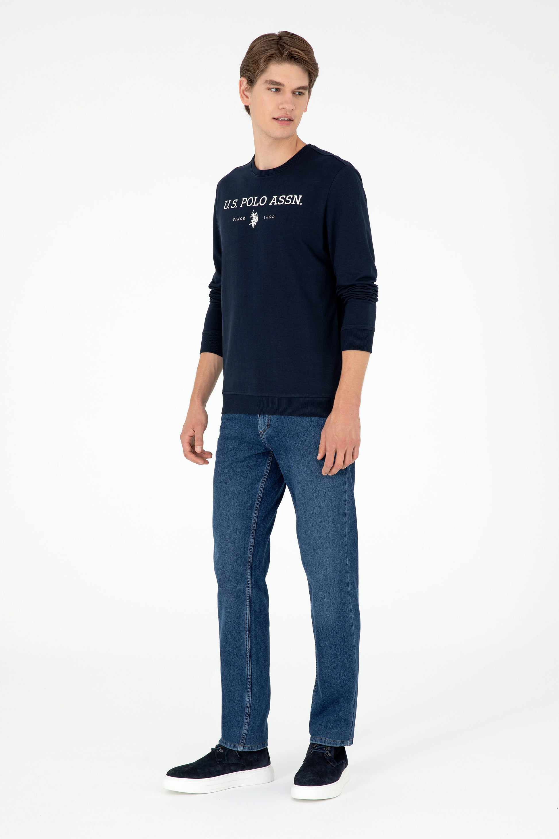 Men's Regular Fit Crew Neck Navy Sweatshirt