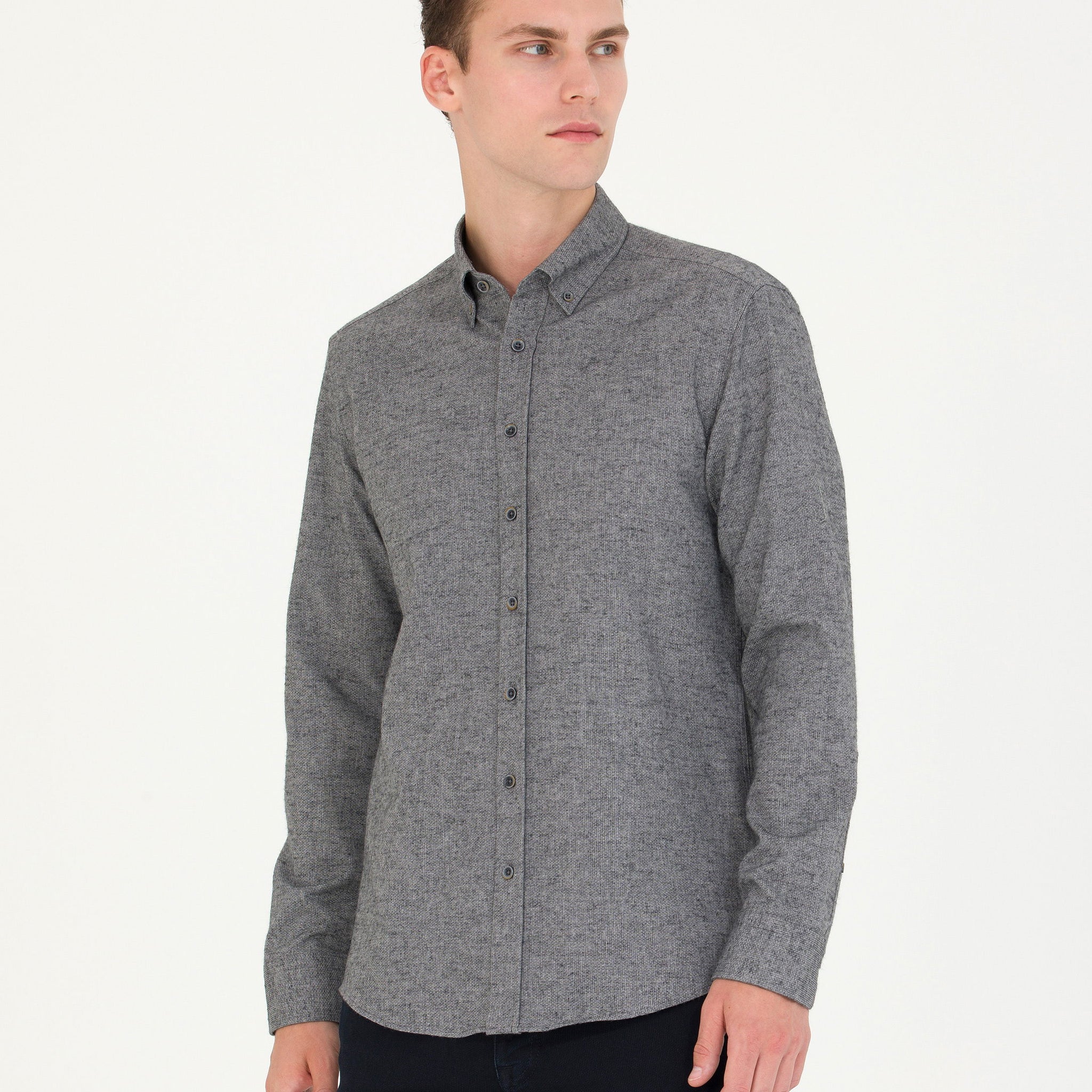 Grey Slim Fit Long Sleeve Shirt