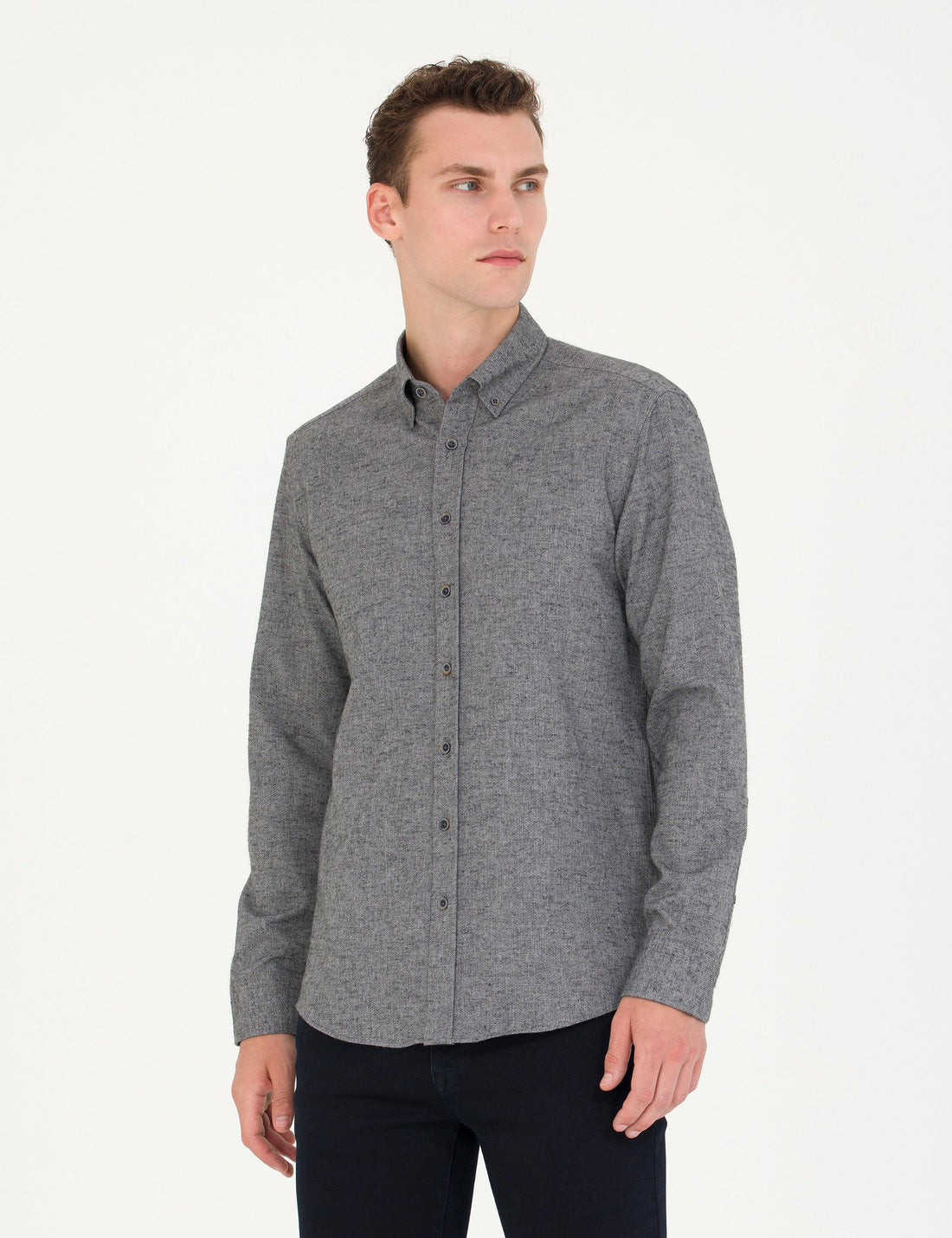 Grey Slim Fit Long Sleeve Shirt