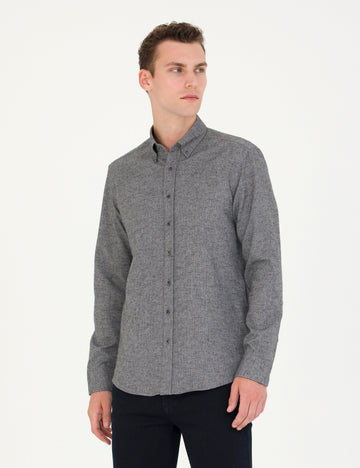 Grey Slim Fit Long Sleeve Shirt