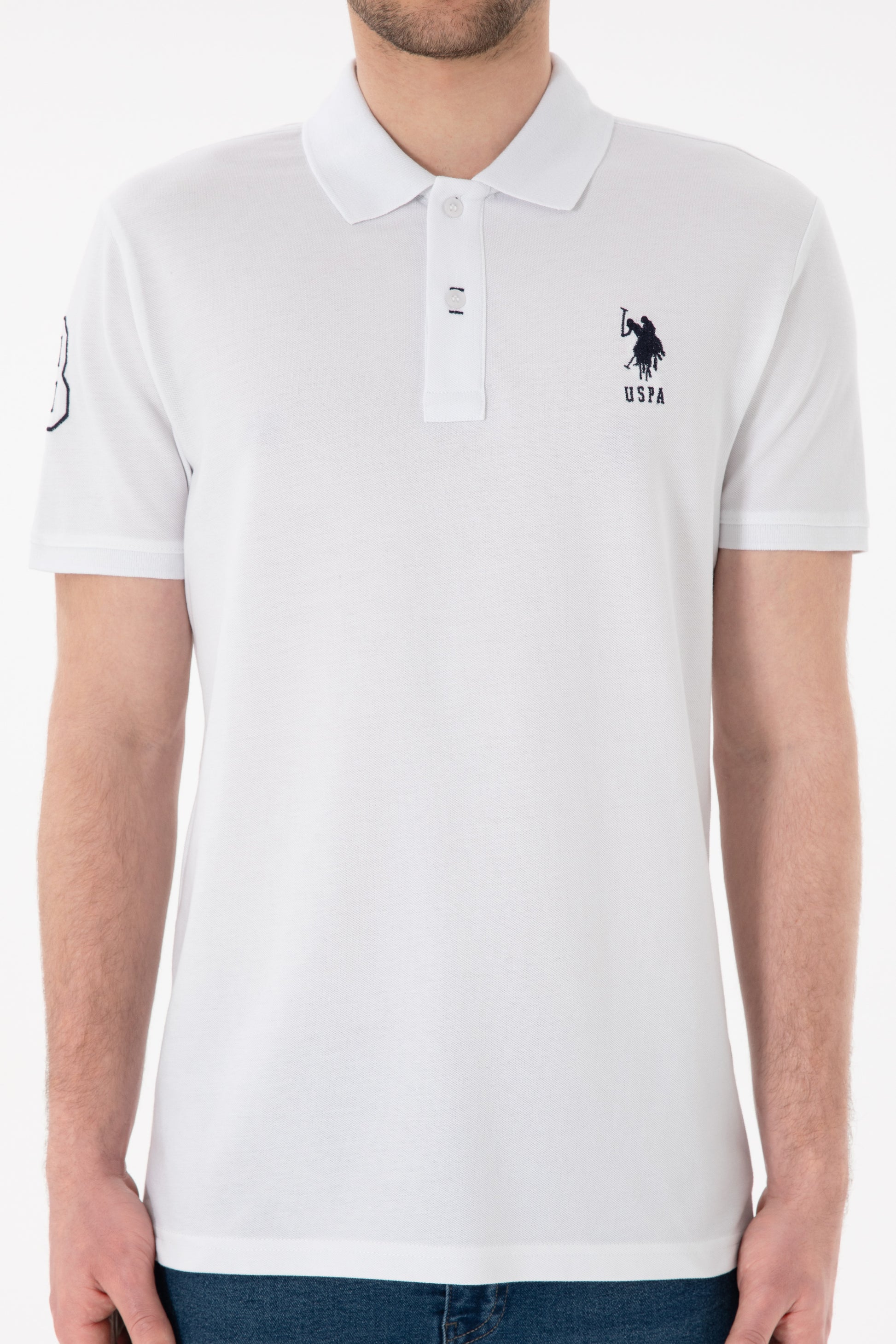 Men's Slim Fit Polo Neck White Basic T-Shirt