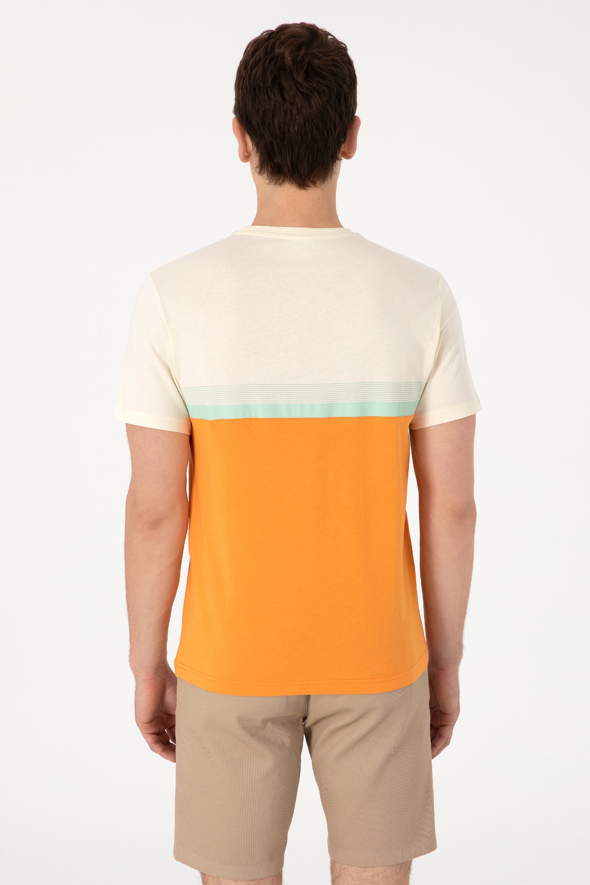 Men's Regular Fit Crew Neck Orange T-Shirt