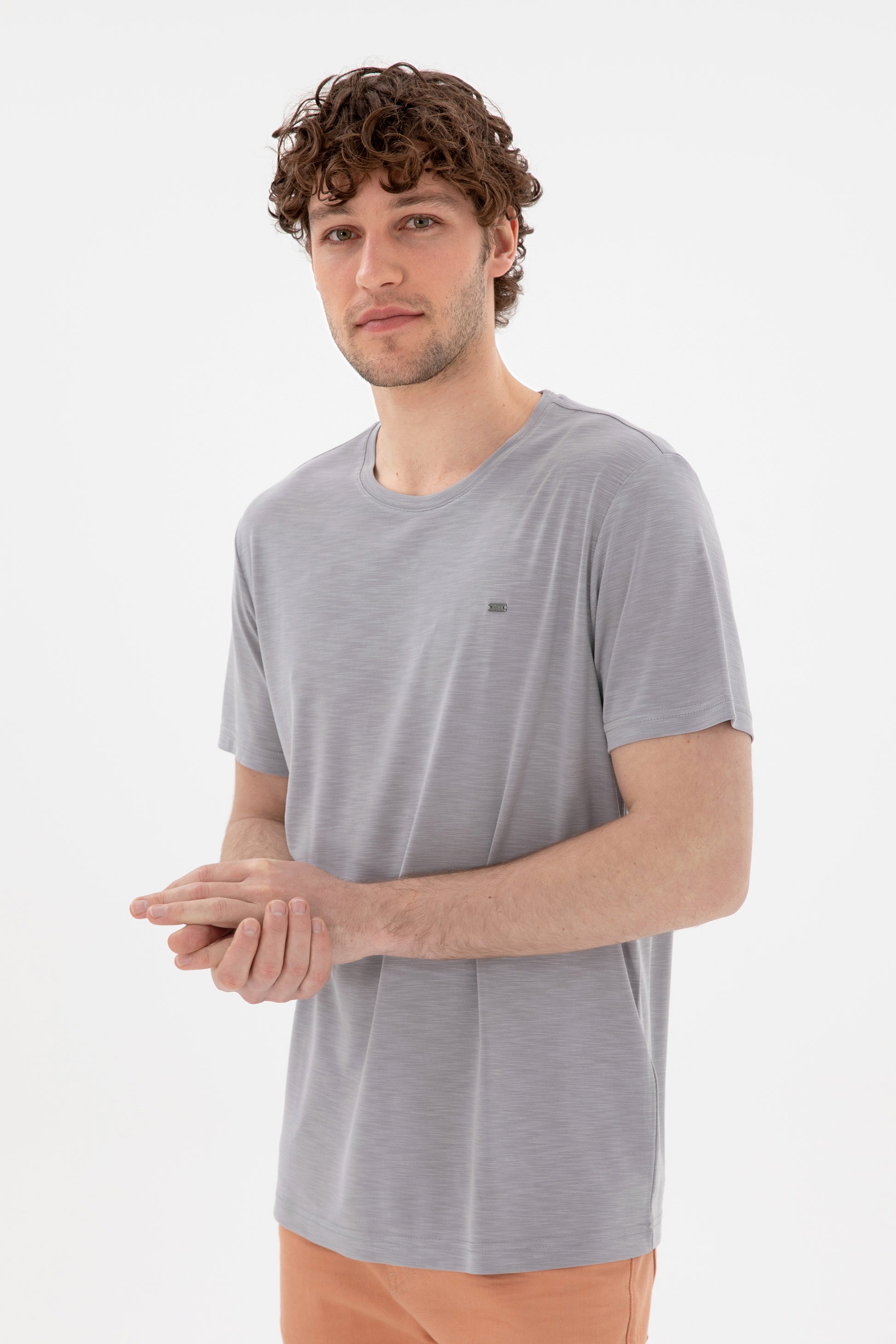 Men's Regular Fit Crew Neck Modal Dark Gray Basic T-Shirt