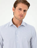 Light Blue Striped Slim Fit Long Sleeve Shirt