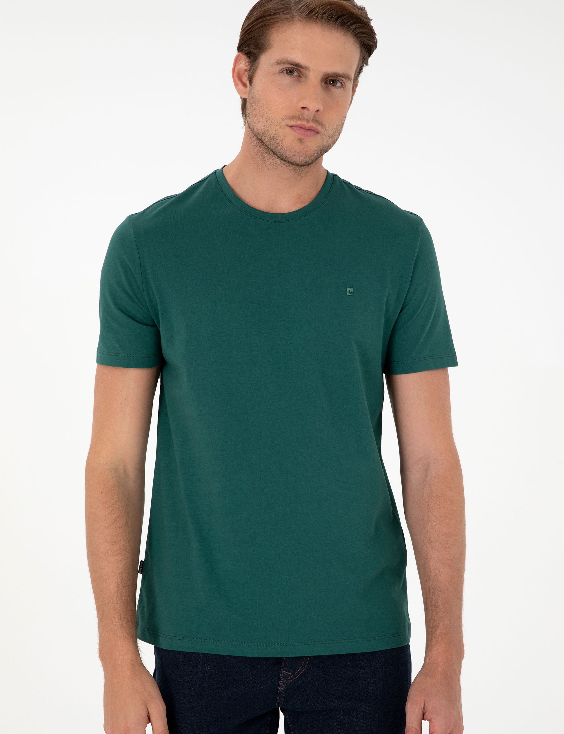 Dark Green Slim Fit Basic T-Shirt