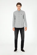 Men's Light Grey Long Sleeve Basic Shirt