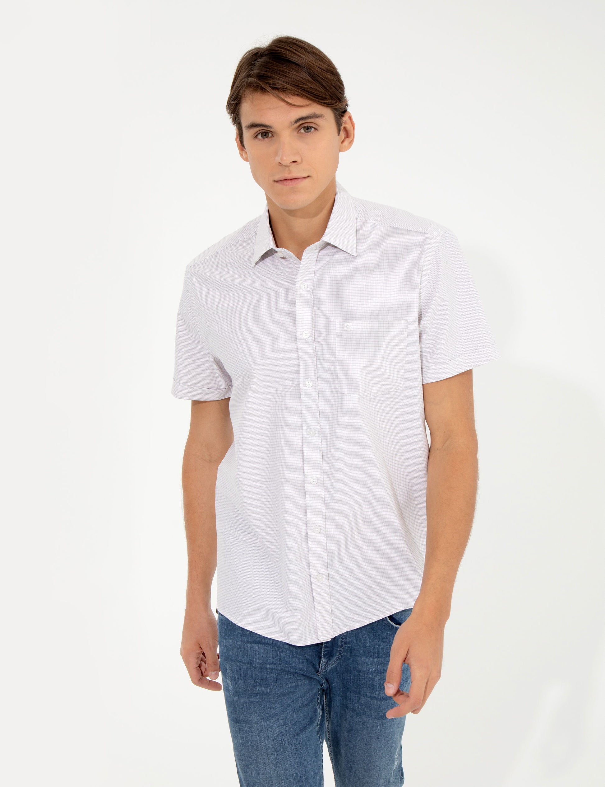 Beige Regular Fit Short Sleeve Shirt