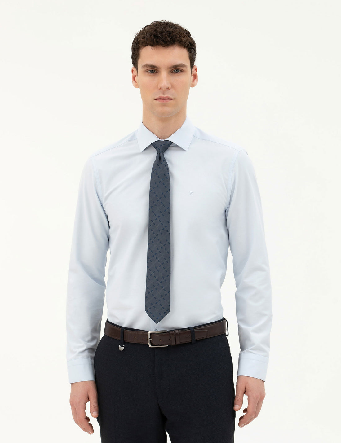 Light Blue Slim Fit Long Sleeve Basic Shirt