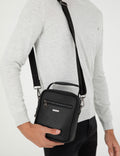 Men's Black Strap Handbag