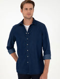 Navy Blue Regular Fit Jeans Shirt