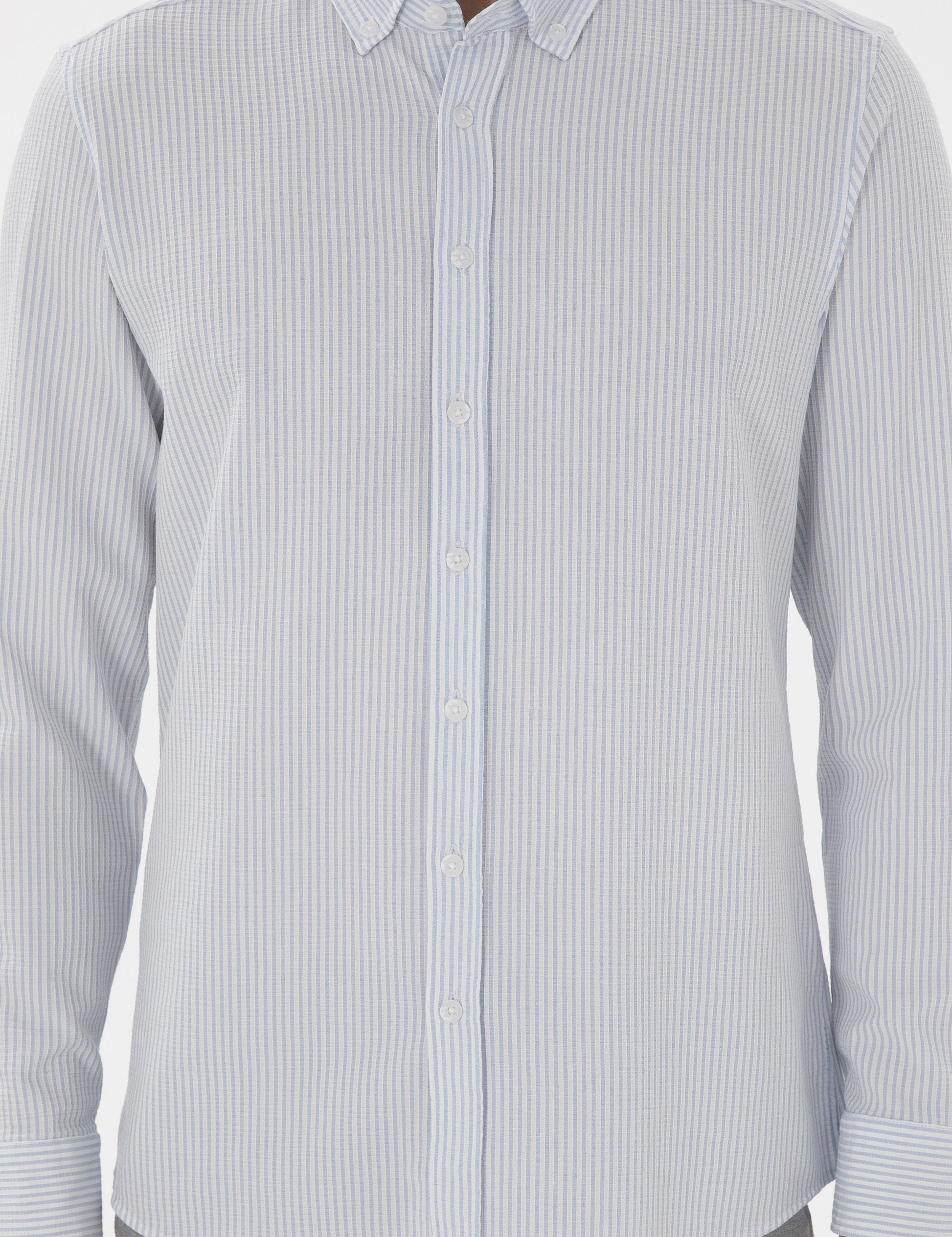 Light Blue Slim Fit Striped Long Sleeve Shirt