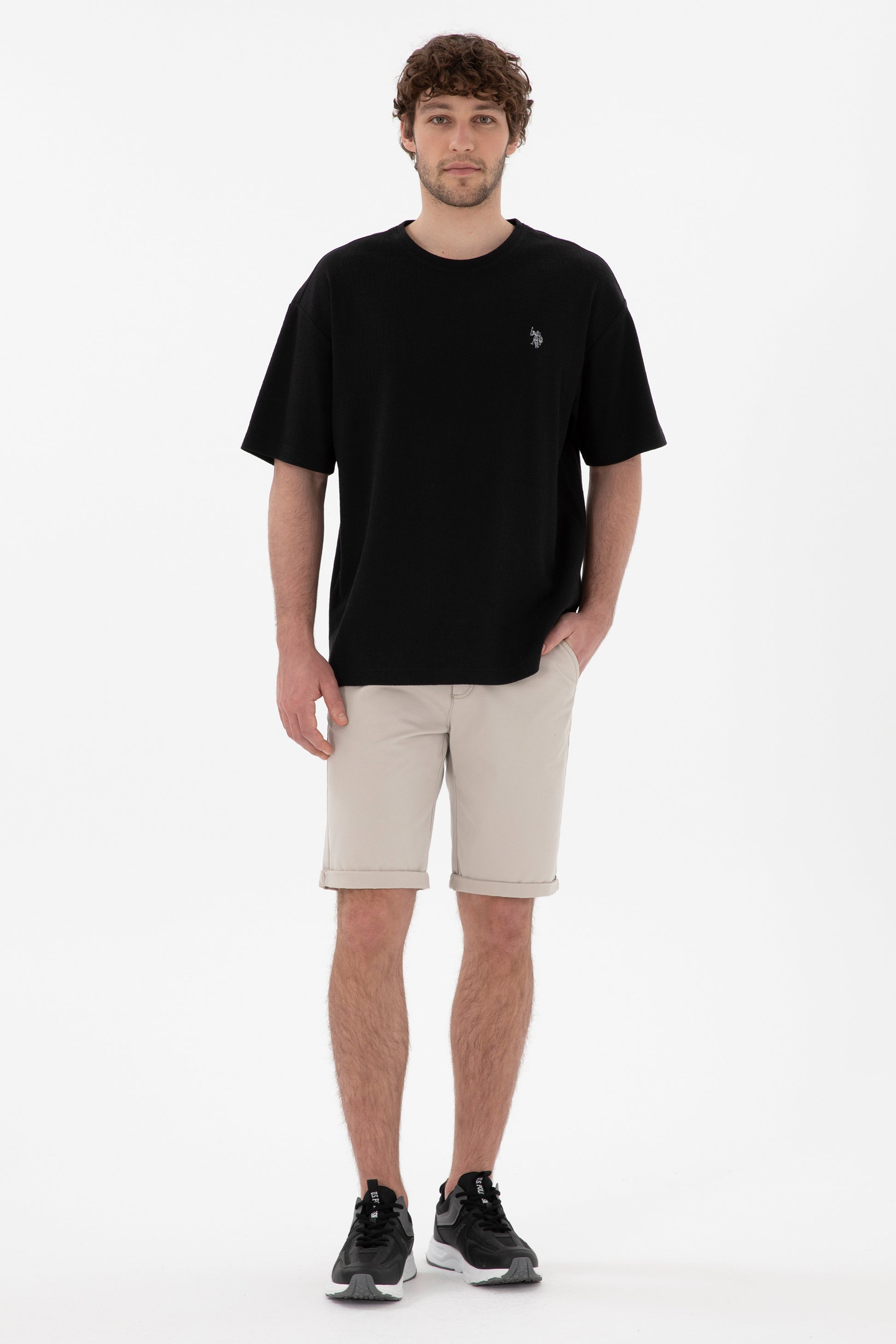 Men's Comfort Fit Crew Neck Black Jacquard Interlock T-Shirt