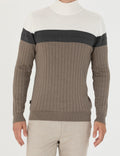 Mink Melange Slim Fit Turtleneck Sweater