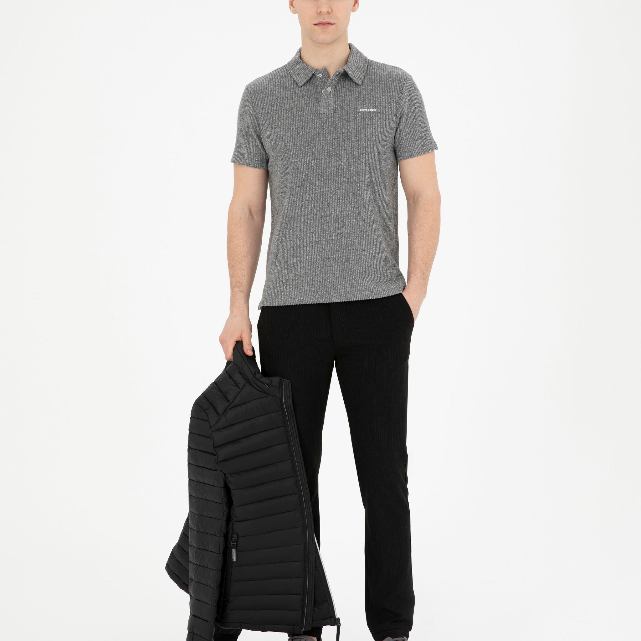 Black Slim Fit Canvas Striped Pants