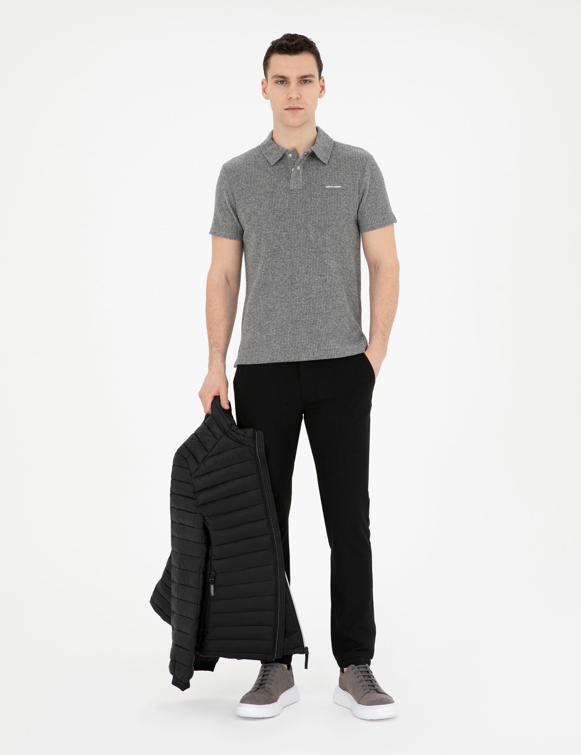 Black Slim Fit Canvas Striped Pants