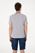 Men's Regular Fit Crew Neck Black Striped T-Shirt