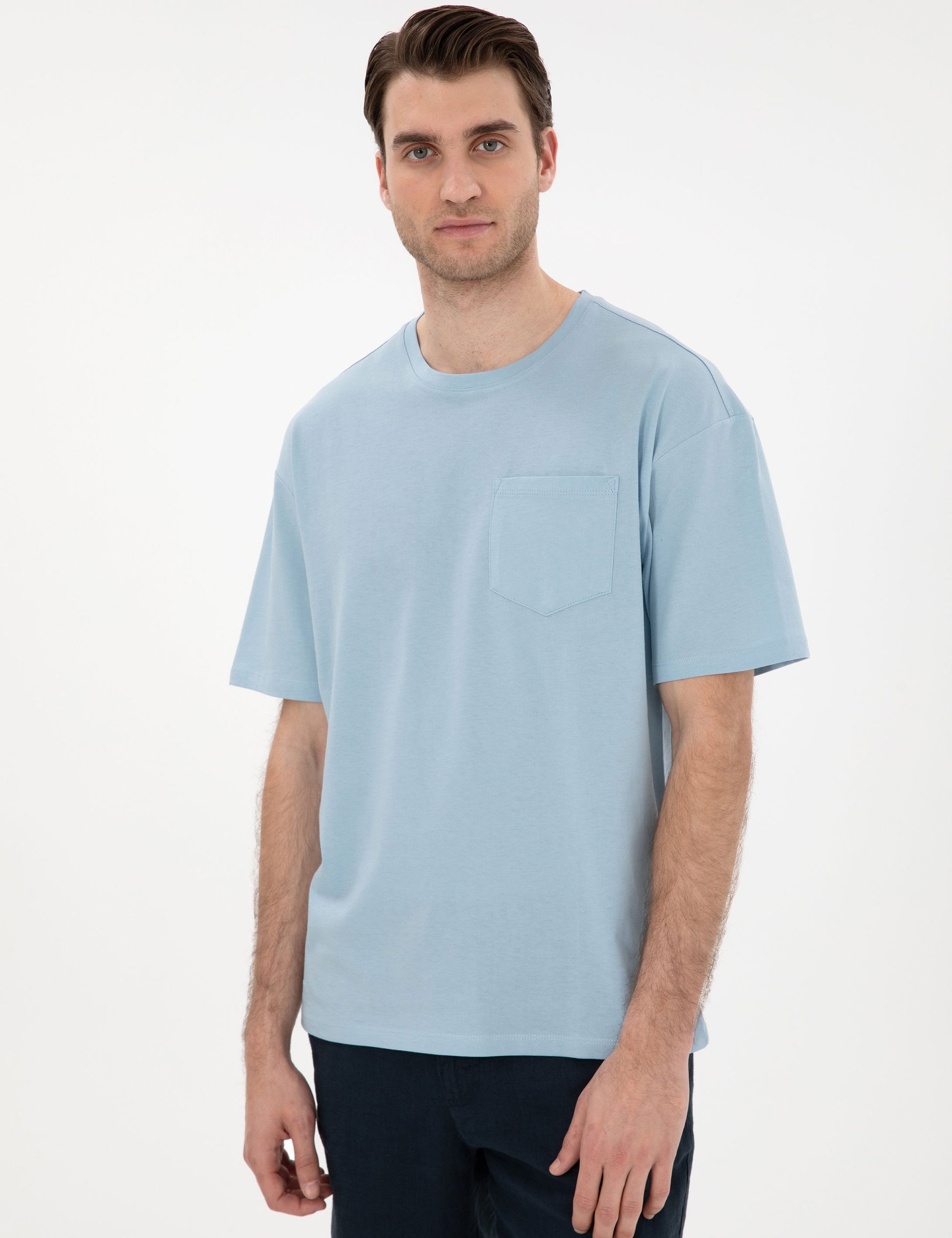 Light Blue Comfort Fit Basic T-Shirt