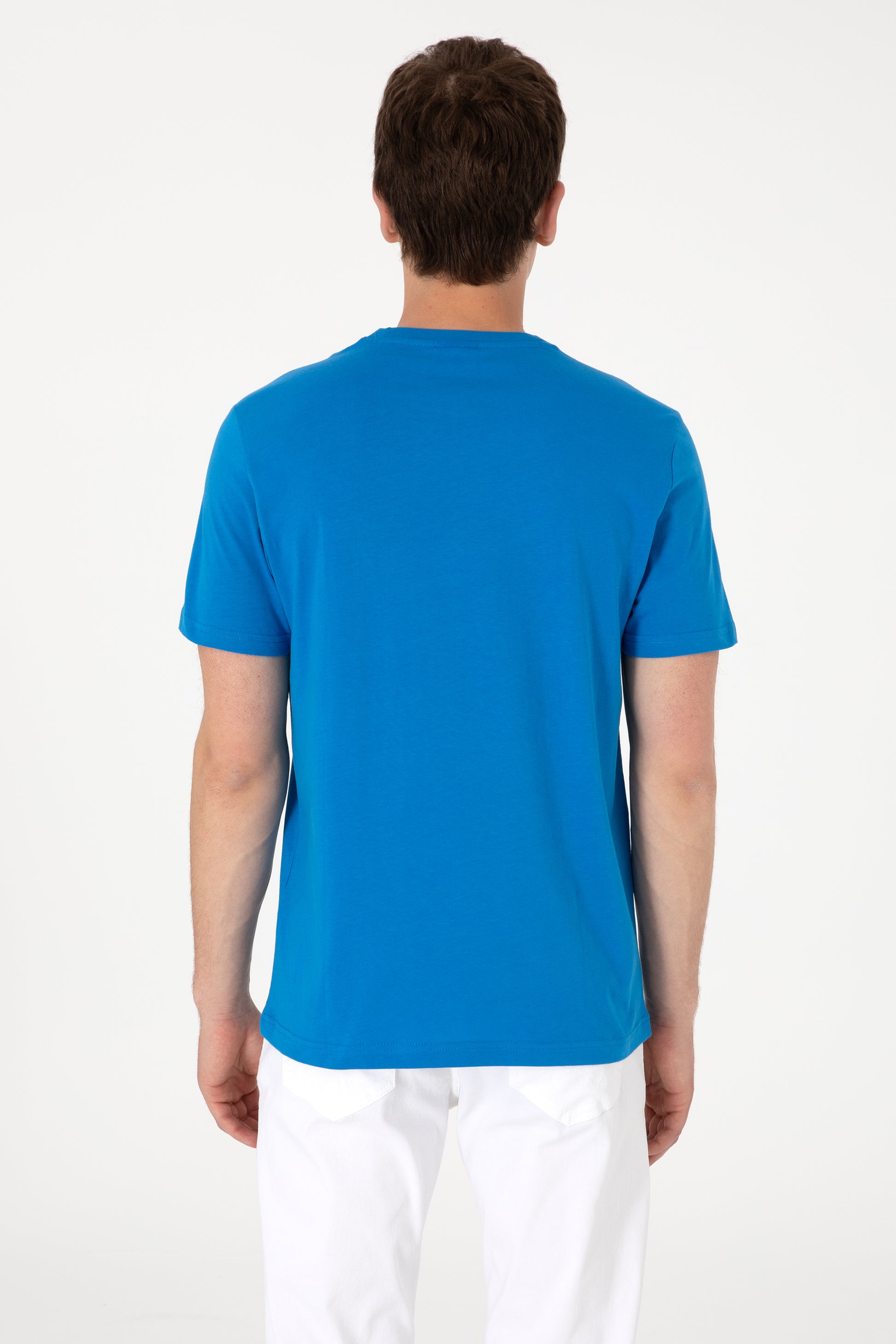 Men's Regular Fit Cobalt Crew Neck T-Shirt