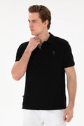 Men's Regular Fit Polo Neck Black Basic T-Shirt
