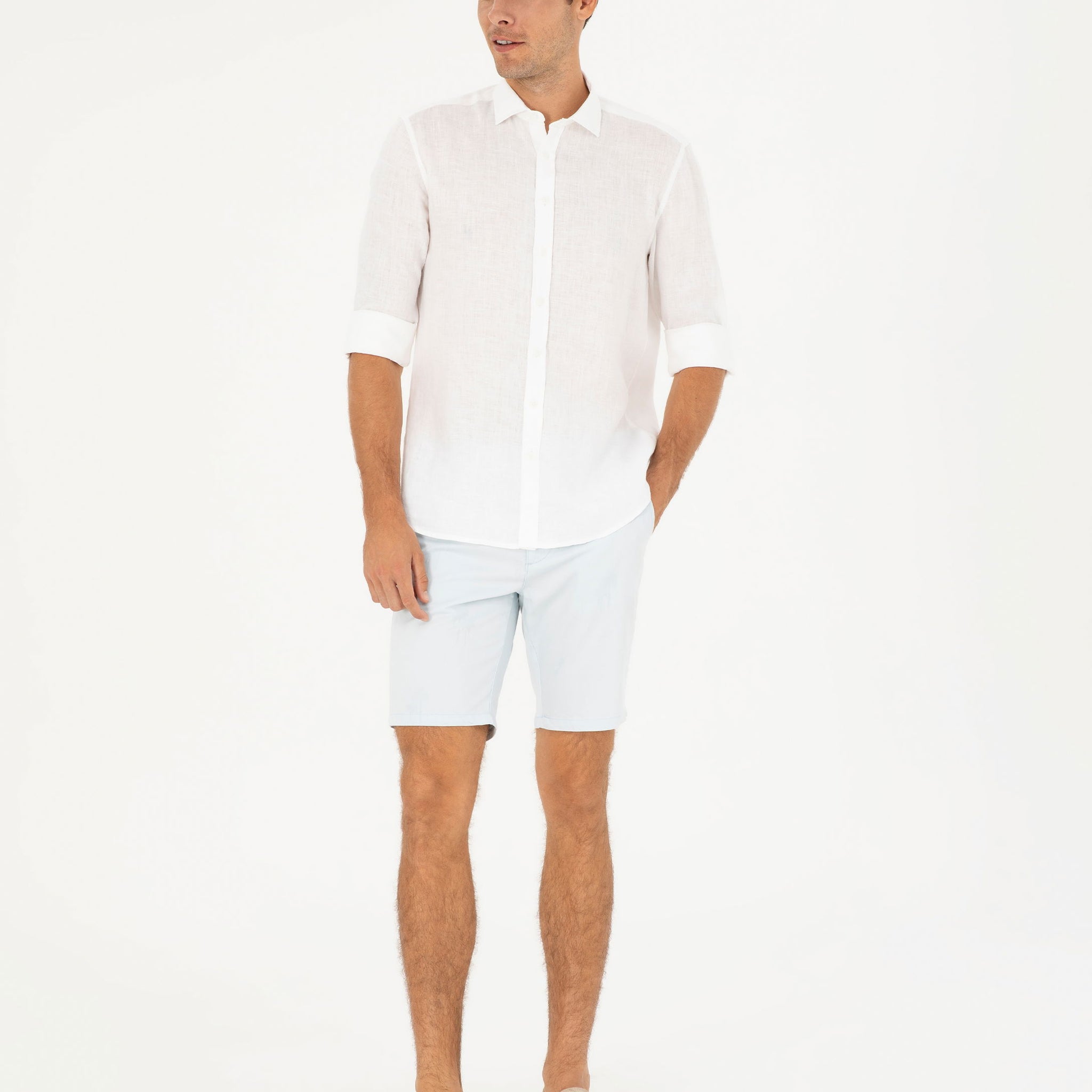 Blue Slim Fit Woven Shorts