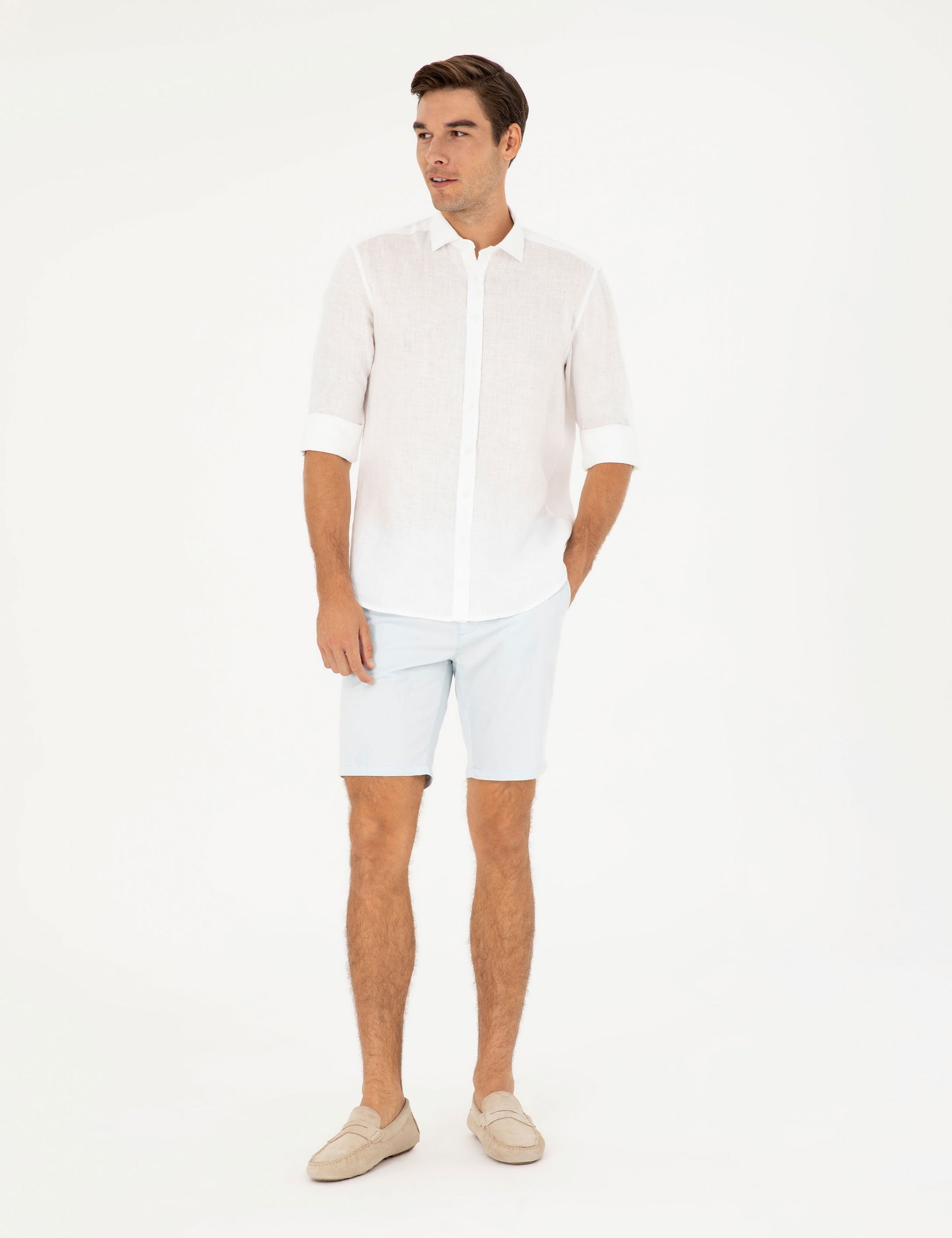 Blue Slim Fit Woven Shorts