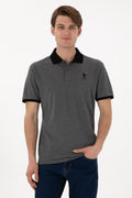 Men's Regular Fit Polo Neck Anthracite Melange Basic T-Shirt
