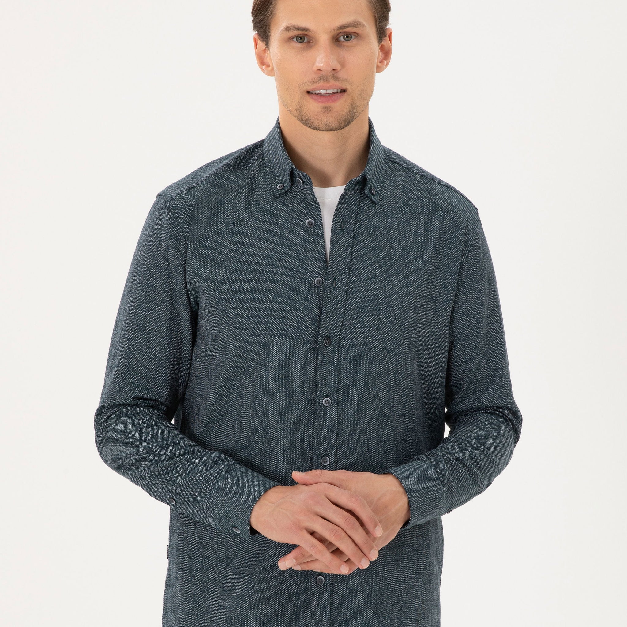 Green Regular Fit Long Sleeve Oxford Shirt
