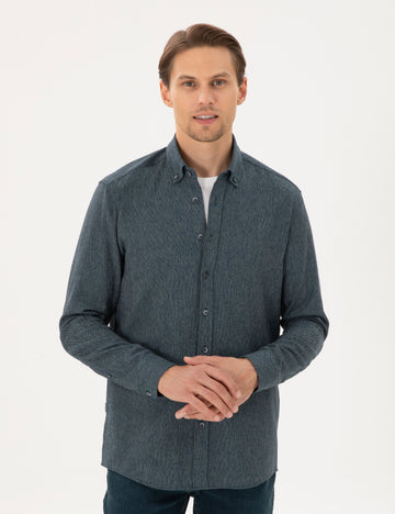 Green Regular Fit Long Sleeve Oxford Shirt