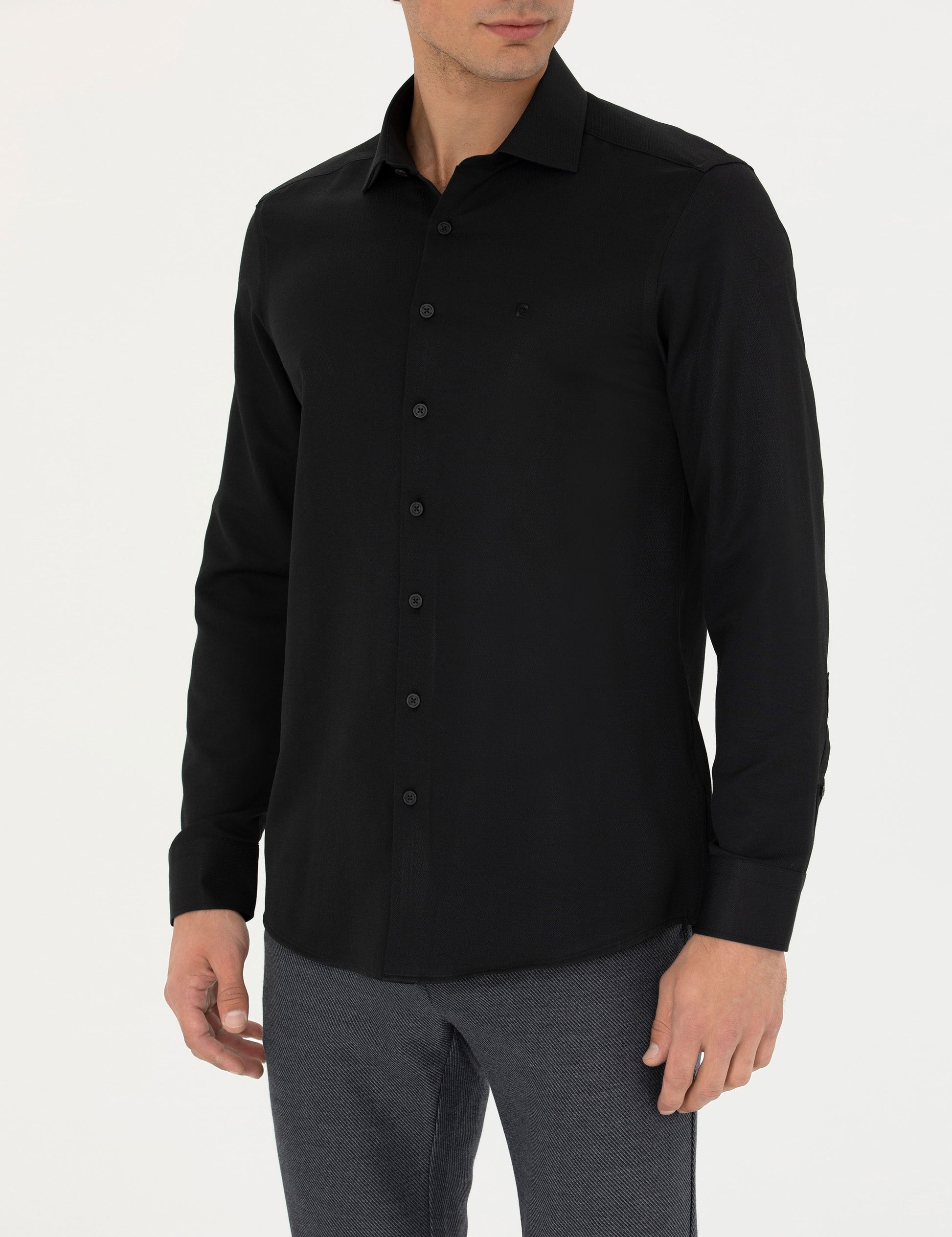 Black Slim Fit Long Sleeve Shirt