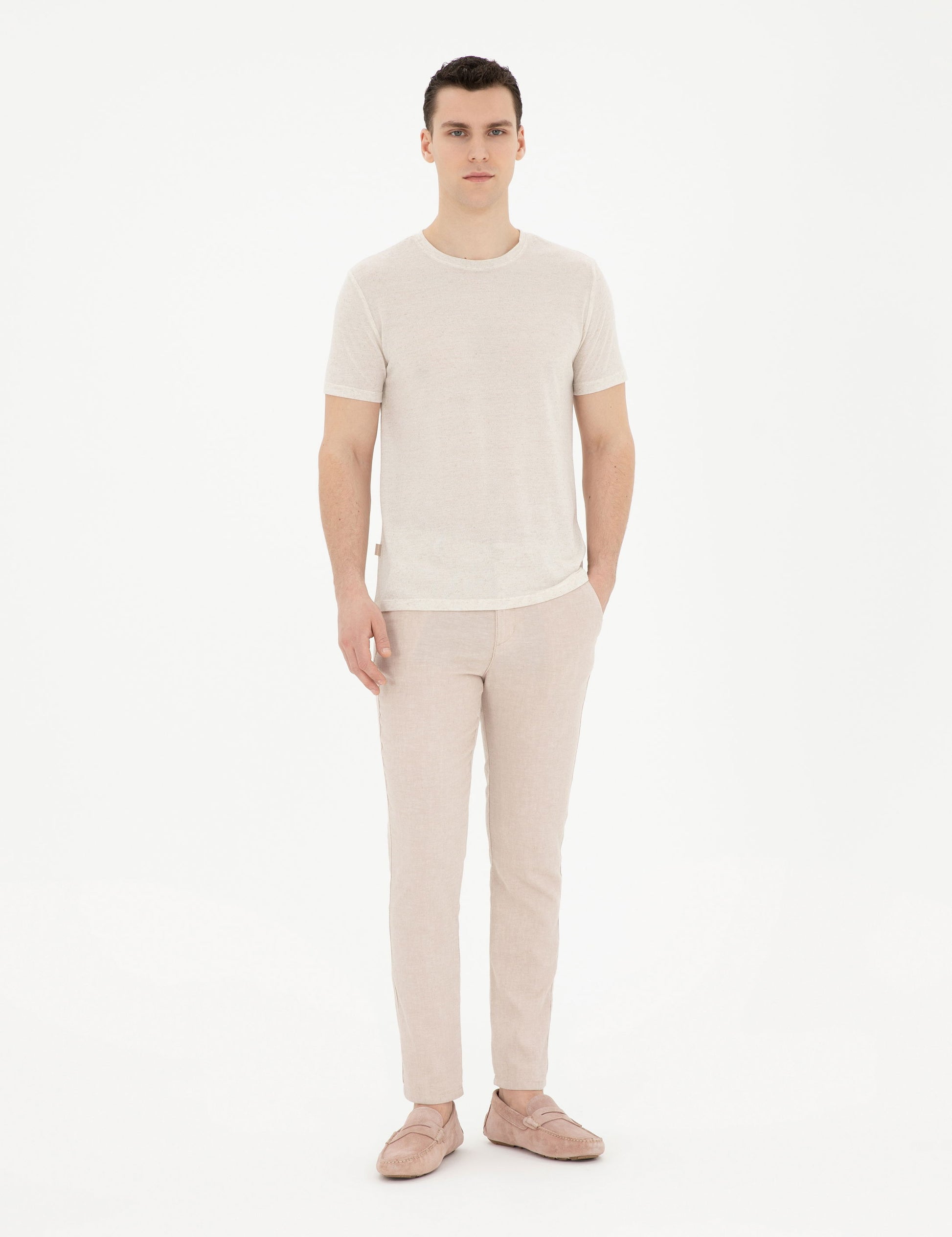 Beige Slim Fit Basic T-Shirt
