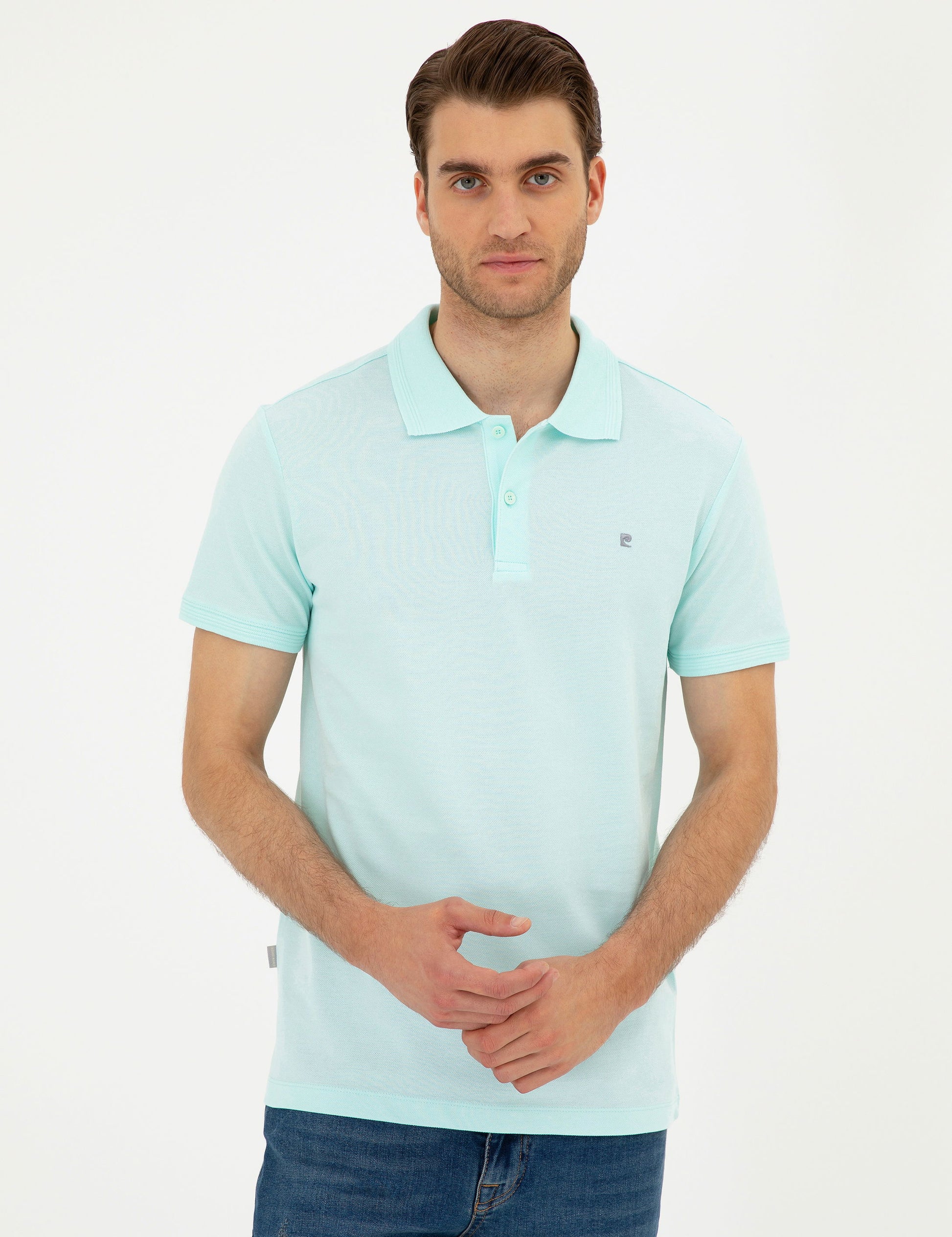 Aqua Green Slim Fit Basic T-Shirt