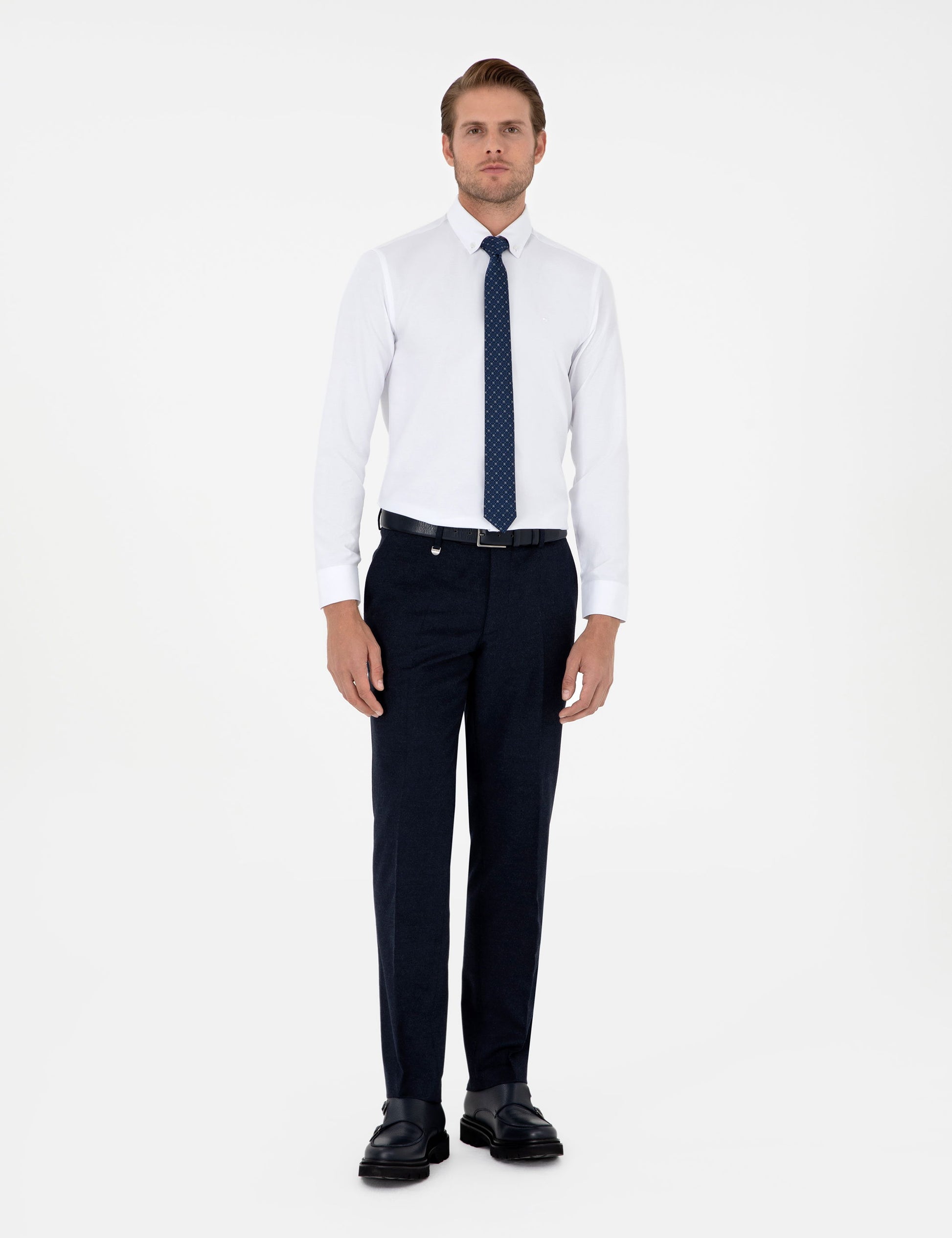 White Slim Fit Long Sleeve Shirt